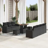 vidaXL Gartensofa-Set 10-tlg. Schwarz