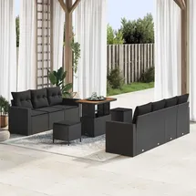vidaXL Gartensofa-Set 10-tlg. Schwarz