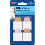 Avery Zweckform Art. 74785 Haftstreifen transparent/metallic (40 Haftnotizen, 25,4x38,1mm, beschreibbare Index Tabs Folie, ablösbare Klebezettel, Page Marker, Sticky Notes, Klebemarkierungen)