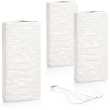COM-FOUR com-four® 3x Luftbefeuchter Heizung - Heizkörper Luftbefeuchter mit Wellenmuster - Heizung Wasserverdunster aus Keramik im modernen Design (weiß - Wellen)