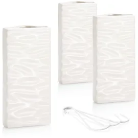 COM-FOUR com-four® 3x Luftbefeuchter Heizung - Heizkörper Luftbefeuchter mit Wellenmuster - Heizung Wasserverdunster aus Keramik im modernen Design (weiß - Wellen)