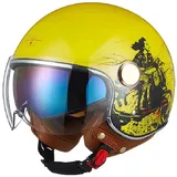 Jethelm mit Doppelvisier, Halbhelme für Motorradfahrer und Rollerfahrer, Jet-Piloten-Motorrad-Retro-Chopper-Cruiser-Vintage-Mopedhelm ·ECE Geprüft, für Männer und Frauen