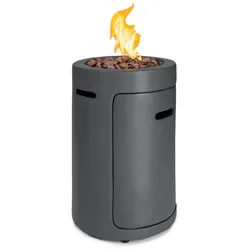 Blumfeldt Crete Gas-Feuerstelle 13 kW Flüssiggas Edelstahl Dunkelgrauer Stein