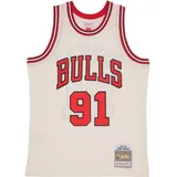Mitchell & Ness NBA Chicago Bulls Dennis Rodman Off White Team Color Swingman Trikot Herren (M), Beige, M