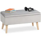 Relaxdays Sitzbank Samt 80 x 40 x 41 cm Hellgrau