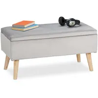 Relaxdays Sitzbank Samt 80 x 40 x 41 cm Hellgrau