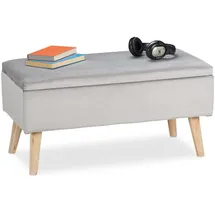 Relaxdays Sitzbank Samt 80 x 40 x 41 cm Hellgrau