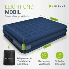 Juskys Luftmatratze Sapri L Blau - 2 Personen Luftbett selbstaufblasend - integrierter Pumpe