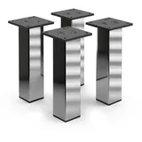 sossai® Möbelfuß Aluminium Möbelfüße in Chrom, (4-St) 4,5 cm x 20 cm