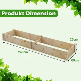 Costway Hochbeet 240 x 60 x 25 cm Braun