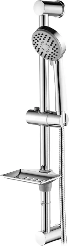 Ibergrif Duschstangen Set, Dusch Schienensystem mit Duschkopf, 170CM Duschschlauch, Duschkopfhalter und Seifenschale, Verstellbarer Dusch Höhenhalter für Badezimmer, Silber