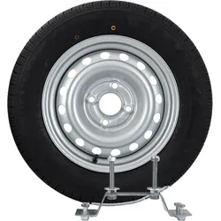 Ersatzrad-Set: WANDA-Reifen 155/70 R13 79N und Trailer Top Felge 4Jx13H2 4x100 ET:30 mit Halterung zur Montage an der Bordwand des Anhängers