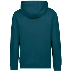 Kapuzensweatshirt TRIGEMA "TRIGEMA Kapuzenpullover mit großem 3D-Motiv", Damen, Gr. XL, blau (petrol), 70% Baumwolle, 30% Polyester, casual, Sweatshirts