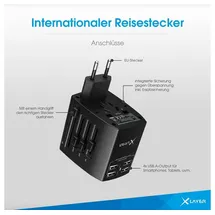 Xlayer Internationaler Reisestecker Weltweit Black