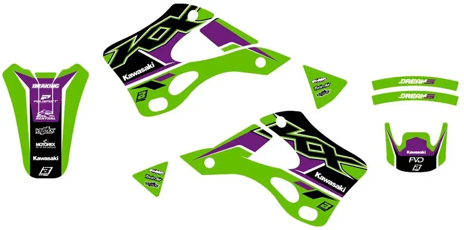 Blackbird Racing Dream 5 Kawasaki Kx 250 99-02 Aufkleber - Black / Blue / Green - One Size