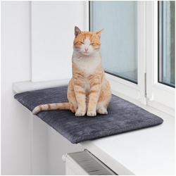 Bestlivings Katzenliege Haustierbett 45x28cm, Polyerster, Flauschiges Fensterliegebett für Katzen Katzenbett für die Fensterbank grau