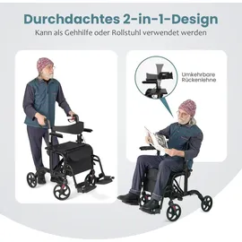 Costway Rollator Faltbar und leicht mit Sitz 6-fach höhenverstellbar Schwarz