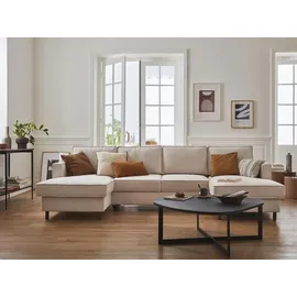 best mobilier Lisa Design Jake Wohnlandschaft U-Form, 7-Sitzer, mit Schlaffunktion und Bettkasten, aus Cord Beige