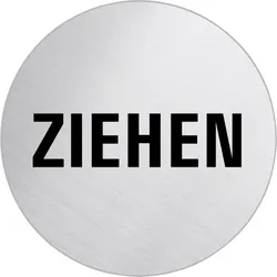 Schild I Edelstahlpiktogramm Ziehen, mattgebürstet, Edelstahl, rostfrei, Ø 60mm