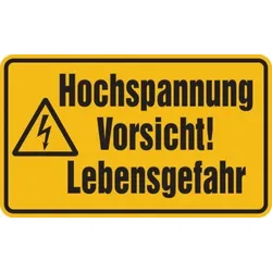 Warnschild, Hochspannung Vorsicht! Lebensgefahr - 200x120x0.45 mm Aluminium geprägt