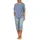 normann-wäschefabrik Eleganter Damen Capri Pyjama Schlafanzug mit Spitzenbesatz Blau 60-62