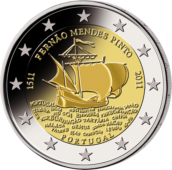 2 Euro Gedenkmünze "500. Geburtstag von Fernão Mendes Pinto" 2011 aus Portugal