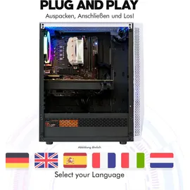 dcl24.de dcl24 Gaming PC weiß AMD Ryzen 5 8500G, AMD Radeon 740M - 1000GB SSD, 32GB DDR5 2x 16GB, Spiele PC mit 6x5.0 GHz, System mit WLAN, Windows 11 Pro