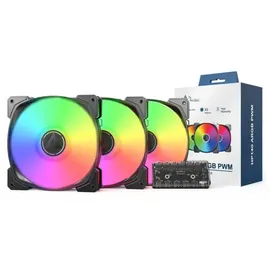 Montech HP140 ARGB PWM 140x140x25, schwarz, 3er Pack 140 mm Weiß 3 in 1)