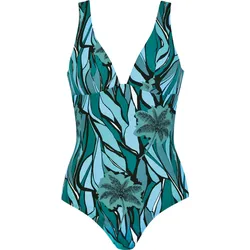 Badeanzug NATURANA "Beautiful Beaches", Damen, Gr. 40, Cup C, emerald multicolor, Polyamid, Elasthan, gemustert, modisch, Badeanzüge, mit verstellbaren Trägern
