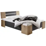 BMG MÖBEL Futonbett Graz Bett 140x200 cm Made in Germany (Mit Rollrost) - Grau - Bmg Möbel