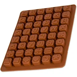 Wisefood Silikonform Buchstaben und Zahlen - braun 24x18x1,5cm - Silikon Form Backen, Seife & mehr - Backform