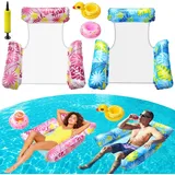 2er 4in1 Wasserhängematte Pool Luftmatratze mit Pumpe & Getränkehalter
