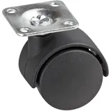 Metafranc Doppelrolle Ø 50 mm - 38 x 38 mm Platte - Kunststoff-Rad - Weiche Lauffläche - Gleitlager - 35 kg Tragkraft / Transportrolle / Möbelrolle / Containerrolle / 800110