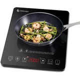 AMZCHEF Induktionskochplatte,2000W Einzelinduktionskochfeld mit schlankem Design, 20 Leistungsstufen,20 Temperatureinstellungen, Sicherheitsverriegelung,3-Stunden-Timer, Schwarz
