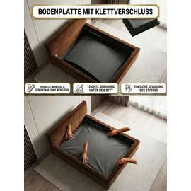 A&J MöbelLand Polsterbett SONIC-OM mit Bettkasten und Metallgestell 90 x 200 cm. Modernes Einzelbett mit Stauraum, ohne Matratze. Farbe: Gelb - Gelb