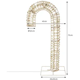 ECD Germany LED Zuckerstange 75 cm Metall 26x75x40 cm Gold