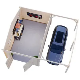 Palmako Garage Roger mit Holztor 653 x 550 cm Tauchgrundiert Hellbraun FSC®
