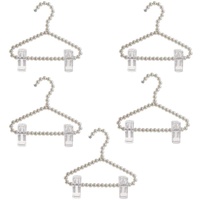 Tubayia 5 Stück Kleiderbügel Perlen Hosenbügel Aufhänger mit Klemmbügel für Baby Kinder - 20cm