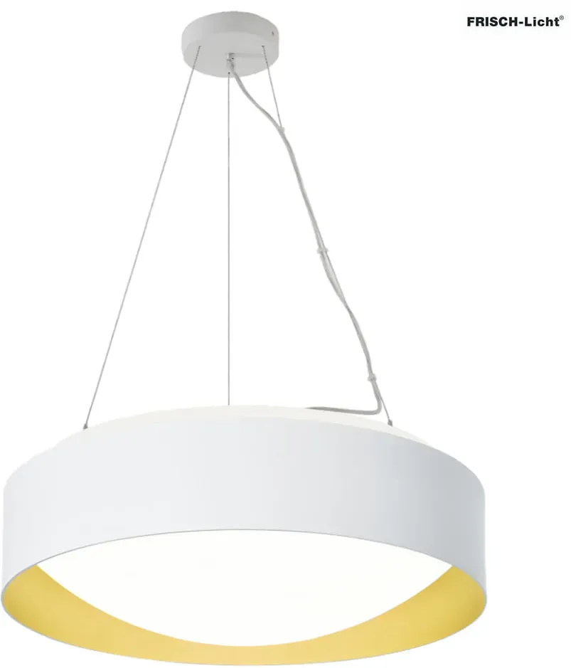 Frisch-Licht LED Pendelleuchte PREMIUM ARCHITEKTUR, Ø 30,8cm, 18W, 3000K, 2100lm, IP20, IK02, TRIAC, weiß/gold FL-PLA7510WM.2183PH