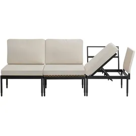 Tectake tectake® Gartenlounge-Set Magaluf, 5in1 Funktion, 5-fach verstellbare Lehne, dicke Polsterung, wasserabweisende, abnehmbare Polyesterbezüge, Armlehnen mit Seitentaschen, stapelbar