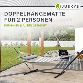 Juskys Hängematte Cata mit Gestell und Kissen - Doppelhängematte für 2 Personen - 200kg - Hellgrau