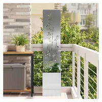 vidaXL Garten Sichtschutz-Leinwand Floral Silber 32 x 140 cm Edelstahl