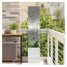 vidaXL Garten Sichtschutz-Leinwand Floral Silber 32 x 140 cm Edelstahl