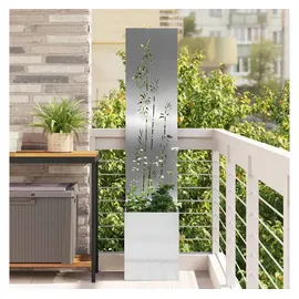 vidaXL Garten Sichtschutz-Leinwand Floral Silber 32 x 140 cm Edelstahl