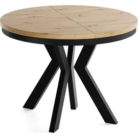 WFL GROUP Runder Ausziehtisch 90-190 x 77 cm Hellbraun