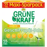 fit Grüne Kraft Alles-in-1 Tabs 55 Stück - Geschirrspül-Tabs für Spülmaschinen, Sauberkeit, Glanz, wasserlösliche Folie, vegan