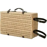 Outsunny Picknickkorb aus Weidenholz Picknickkoffer für 4 Personen mit Isoliert Kühlfach Picknickdecke Besteck Set, Picknick Set Komplettset für Camping Strand Weihnachten Naturholz   Aosom
