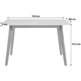 Actona Esstisch Raven 120 x 80 cm Lack Weiß / Matt