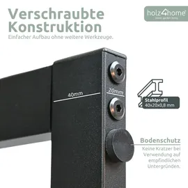 holz4home® Kaminholzregal aus Metall Schwarz inkl. Ofenhandschuh 60x25x125cm