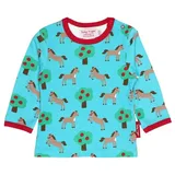 Toby Tiger Langarmshirt mit Pferde Print in blau | Gr.: 80